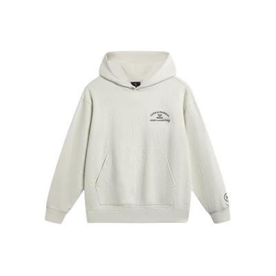 Li Ning Lockerer Pullover-Hoodie mit Buchstabenprint Herren Tops Grau AWDU017-2