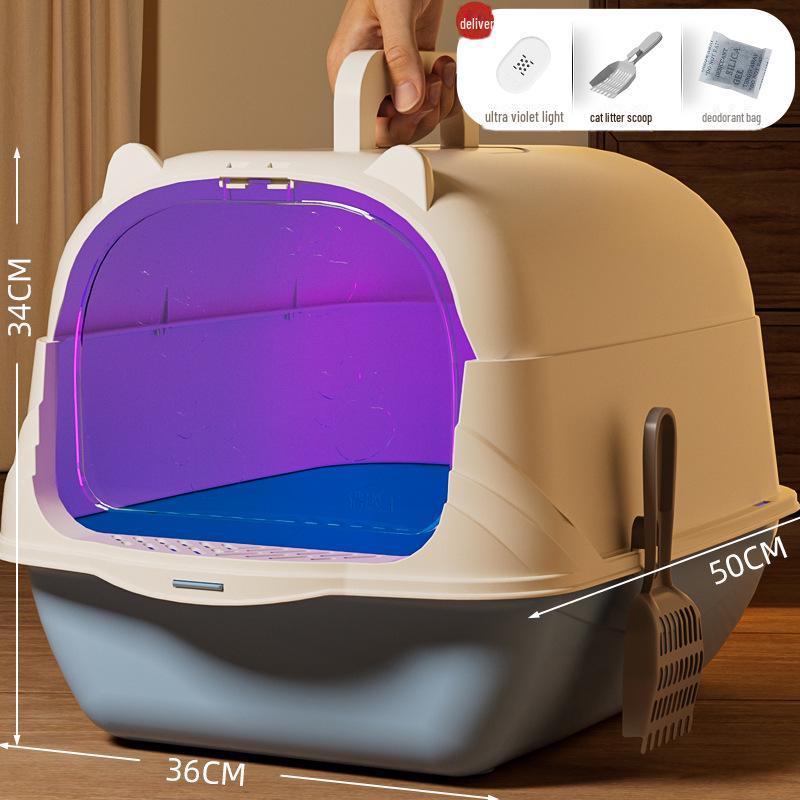 Extra Large Enclosed Cat Litter Box with Deodorant and Anti-Splash Design