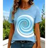Fashionable Casual Round Neck Short Sleeved T-shirt Soft Comfortable Vintage  Loose Colorful Creative Grid Stripes 3d Printed Women's T-shirt
