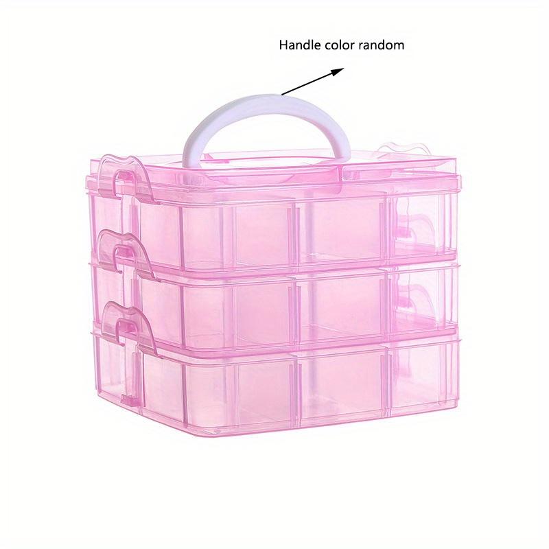 

15*15*12,5 см. Трехслойная съемная прозрачная пластиковая коробка для хранения ювелирных изделий, переносная вместительная коробка для хранения ожерелий, колец и сережек. розовый