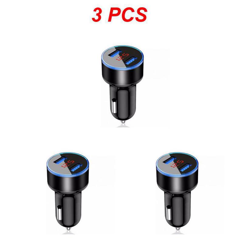1~5PCS 15w Cigarette Lighter Universal Car Accessories With Led Voltage Current Display Car Charger Dual Usb Port