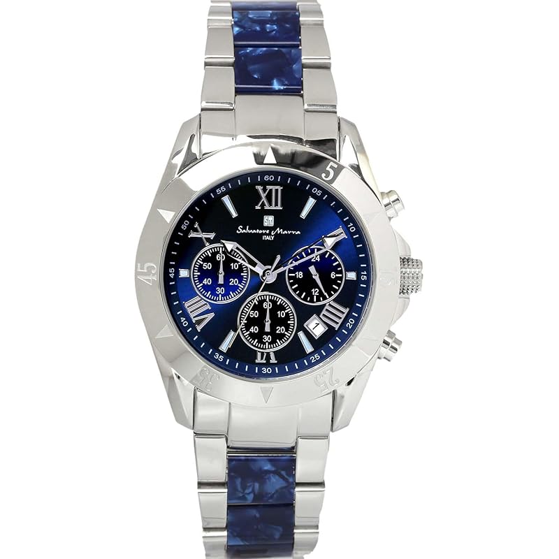 

[Salvatore Mara] Salvatore Marra watch men s chronograph acetate combination belt 20th anniversary limited model brand Ranking watch gift