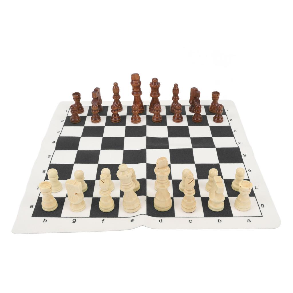 Chess Board Game Set   PU Lther Chess Board Wooden Chess Pieces Portable Chess Set with Storage Bag