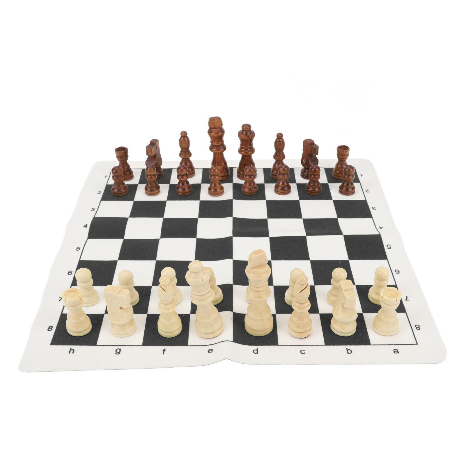 Chess Board Game Set   PU Lther Chess Board Wooden Chess Pieces Portable Chess Set with Storage Bag