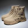 Men's Autumn Winter Camo Martin Boots, Thickened Warm Mid Top Retro Work Shoes, Non-slip Thick Sole Outdoor Combat Boots for Men