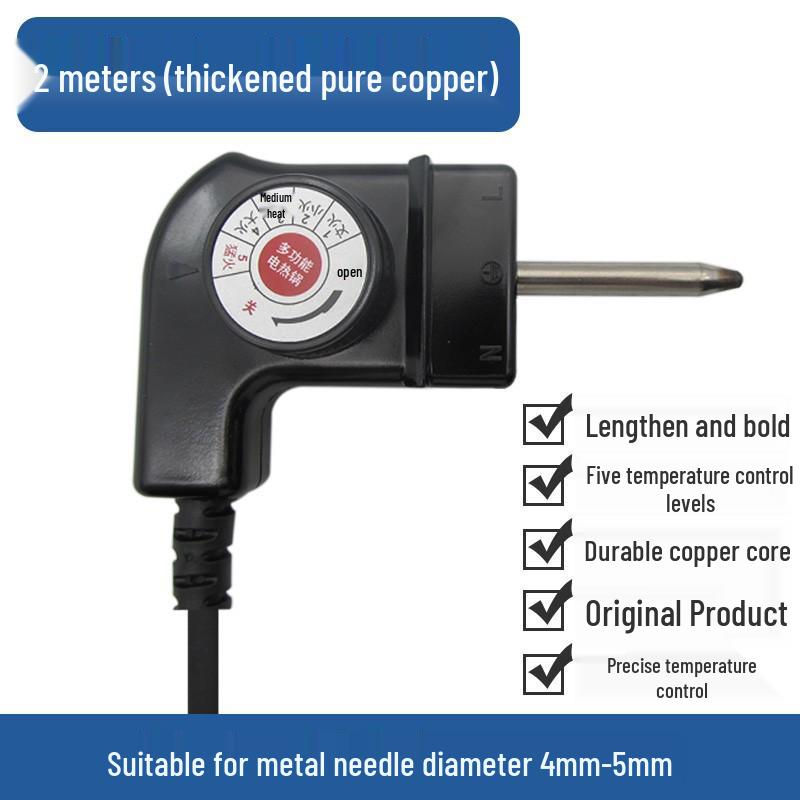 Universal Electric Wok Grill Pot with Thickened Pure Copper Temperature Control & Two-Hole Plug