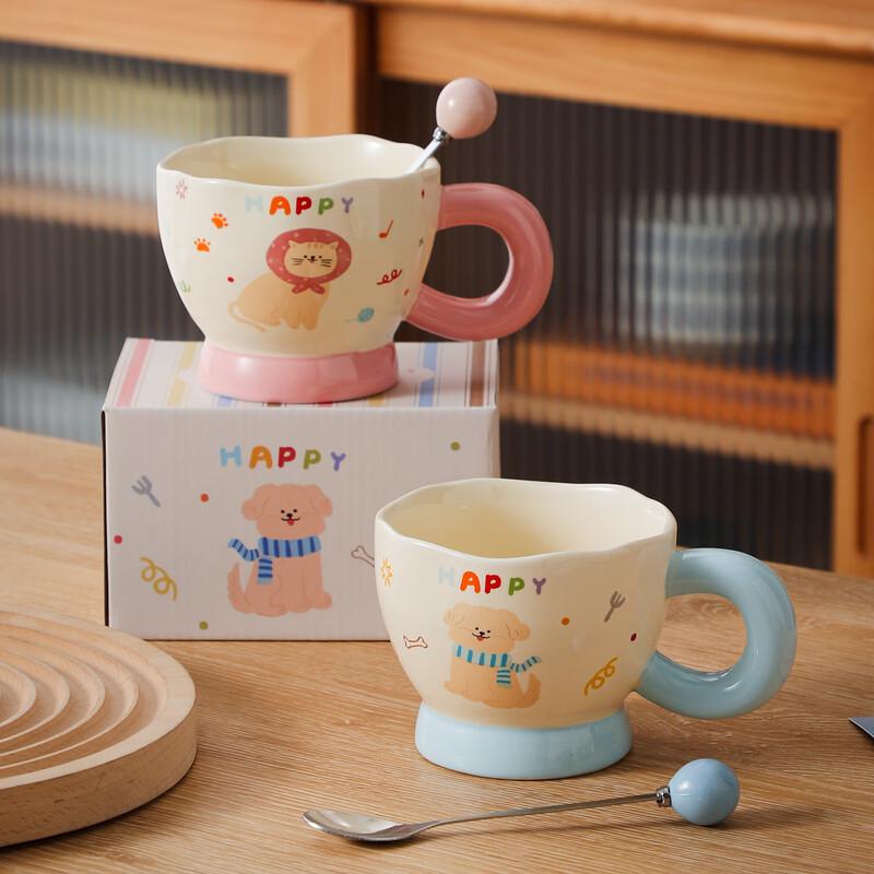 OLOEY Cartoon Ceramic Mug Gift Set with Spoon