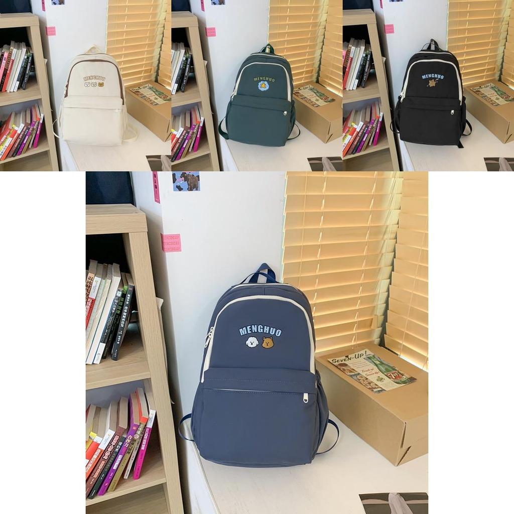 Bear Letter Printed Student Backpack With Plush Pendant For Girls