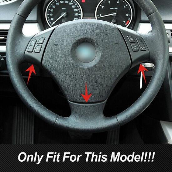 Carbon Fiber Look Steering Wheel Panel Cover Trim For BMW 3 Series E90 2005-2012