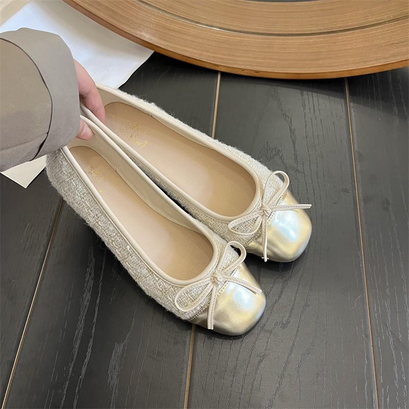 Designer Women's New Ballet Shoes Leather Round Head Women's Shoe Flat Casual Classic Breathable Ladies Single Shoes