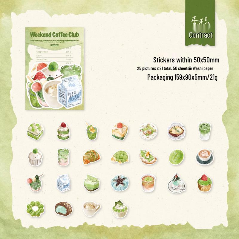 Twilight Washi Stickers: Sweet Breakfast Collection, 50 Sheets, 5 Types, Perfect for DIY.