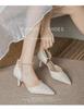 Fashion Womens Pumps Xiaoxiang Style Wedding Luxury Brand Design String Bead Pearls High Heels Lady Sexy Elegant Pointed Toe Pearl Shoes