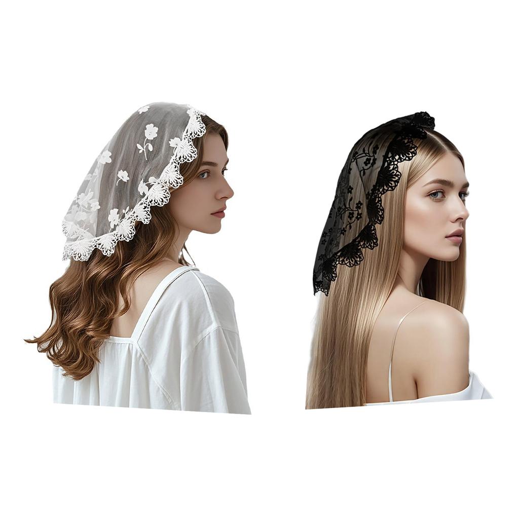 Elegant Lace Headscarf With Delicate Floral Pattern Headpiece Headwrap Headwear For Church Services And Prom Occasion