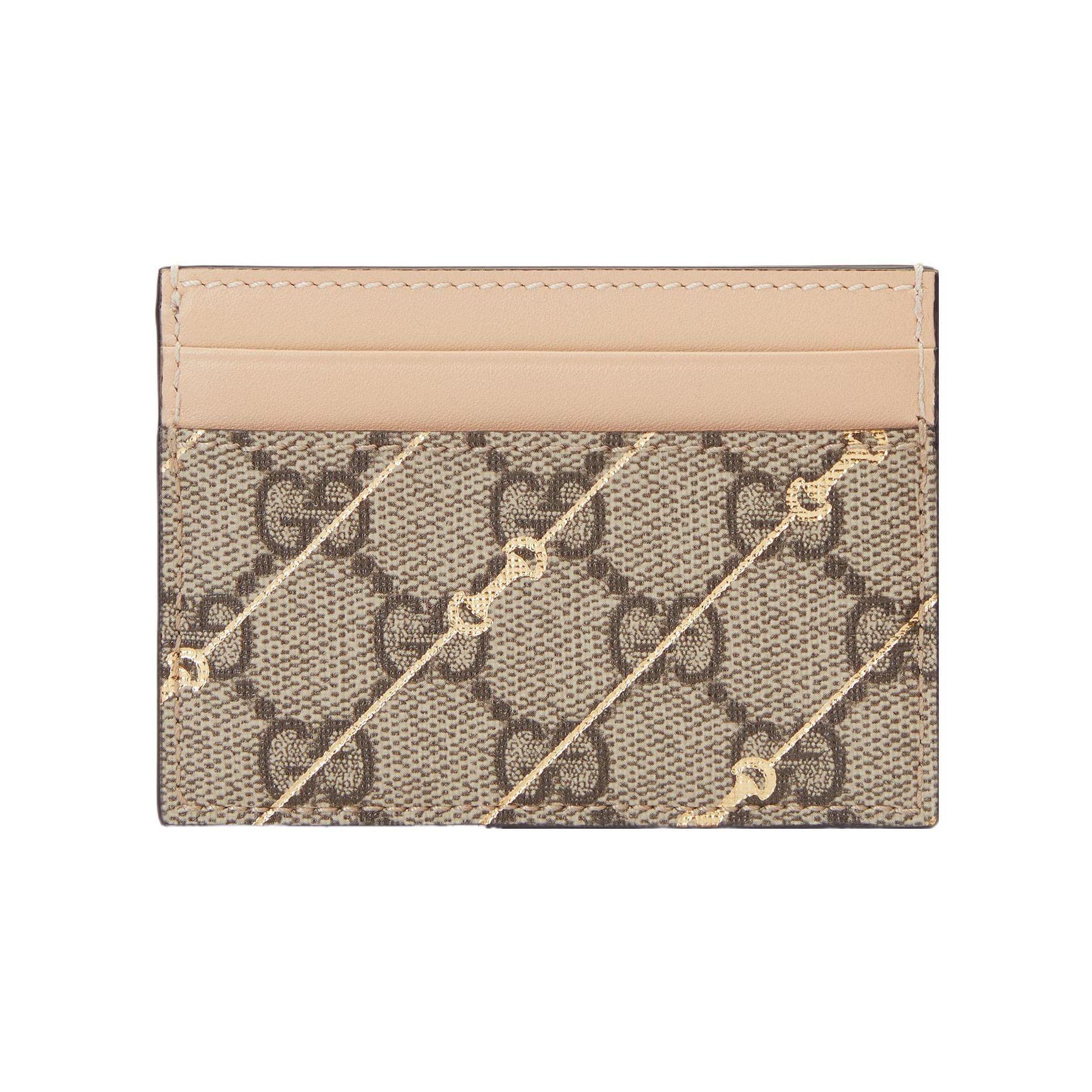

Gucci Horsebit Print Four Slot Canvas And Leather Card Holder Women Card Holder Beige Dark-Brown 774344-FACYR-8548 Box(Basic Set+Box)