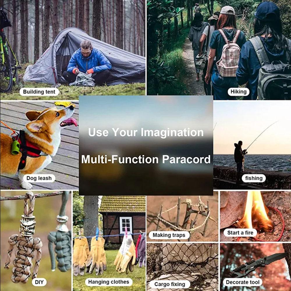 50m Wellenmontage 9-adriges 4mm Paracord: Outdoor Camping Survival Seil, Winddichtes Abspannseil für Zelt & Tarp