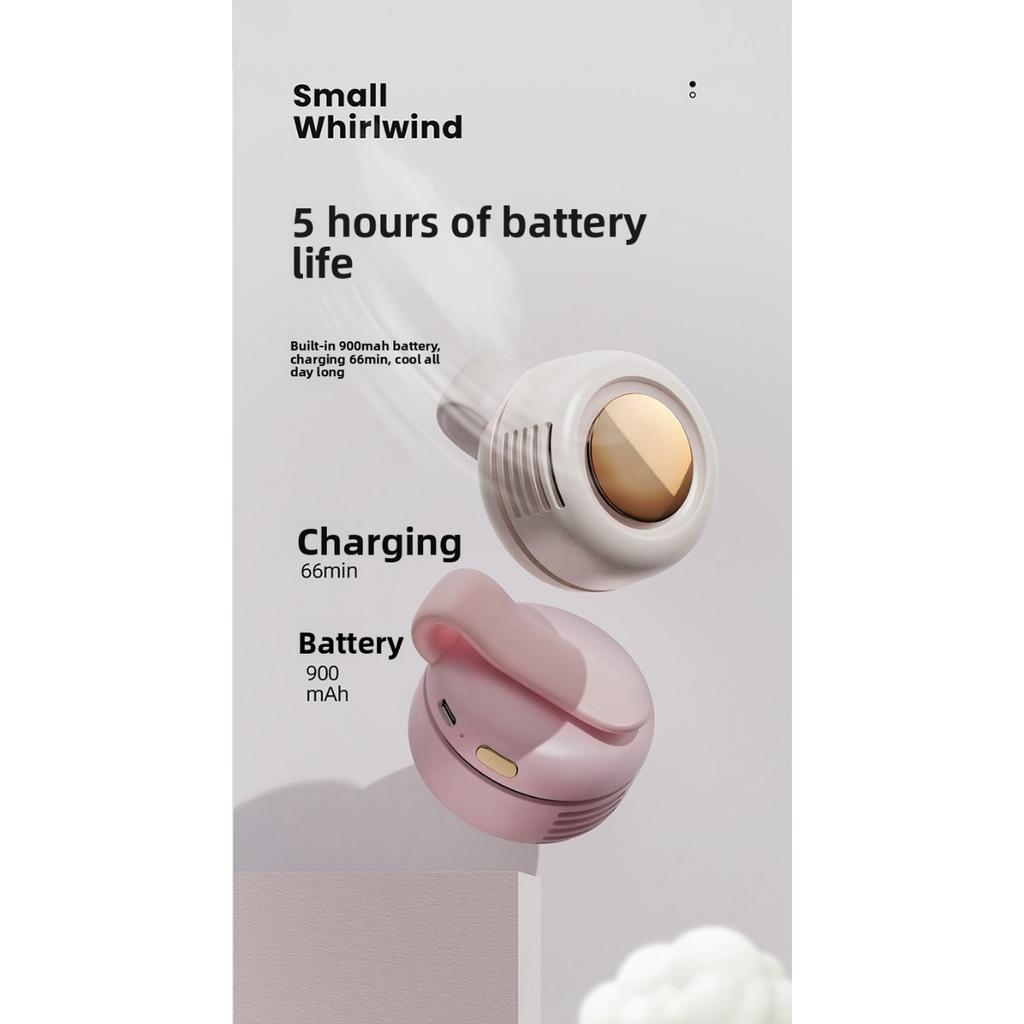 Portable Bladeless Mini Fan with 3-Speed Adjustable Settings, USB Rechargeable, 900mAh Battery for Long-Lasting Use, Lightweight & Rotating Design