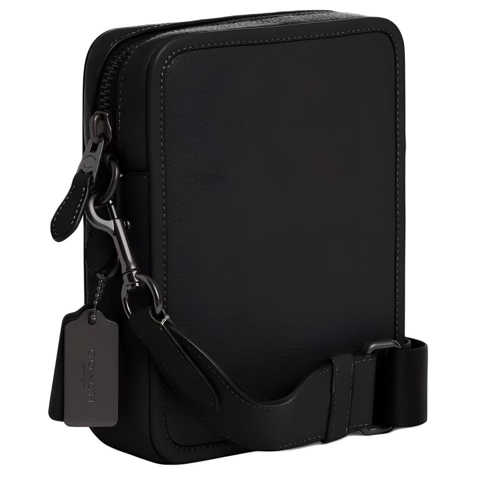 COACH Sullivan Pebble Texture Leather With Smooth Calfskin Crossbody Bags Small Men's Black & Copper & Black CP178-JIBLK