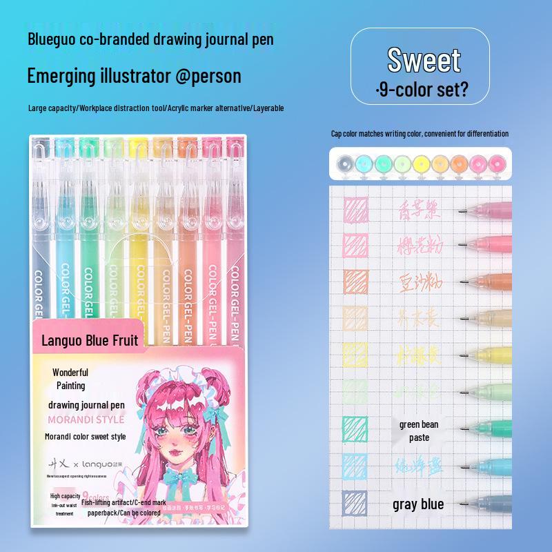 Blue Morandi Fluorescent Highlighter Notebook Pen for Notes & Drawing