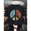 Mens Vintage Distressed Peace Symbol T-Shirt - Soft Cotton Retro Graphic Tee with Iconic Peace Sign, Relaxed Fit Casual Streetwear