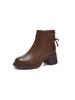 Coarse Heel Versatile Short Boots Women's 2025 New Boots Autumn and Winter Martin Boots Leather Round Head High Heels Women's Shoes