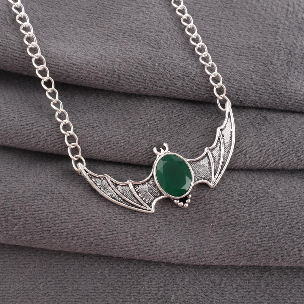 Bijuterii cu Piatră Prețioasă Onix Verde, Pandantiv din Argint Sterlin 925 Masiv, Pandantiv Argint Superb Făcut Manual Pentru Cadou de Nuntă