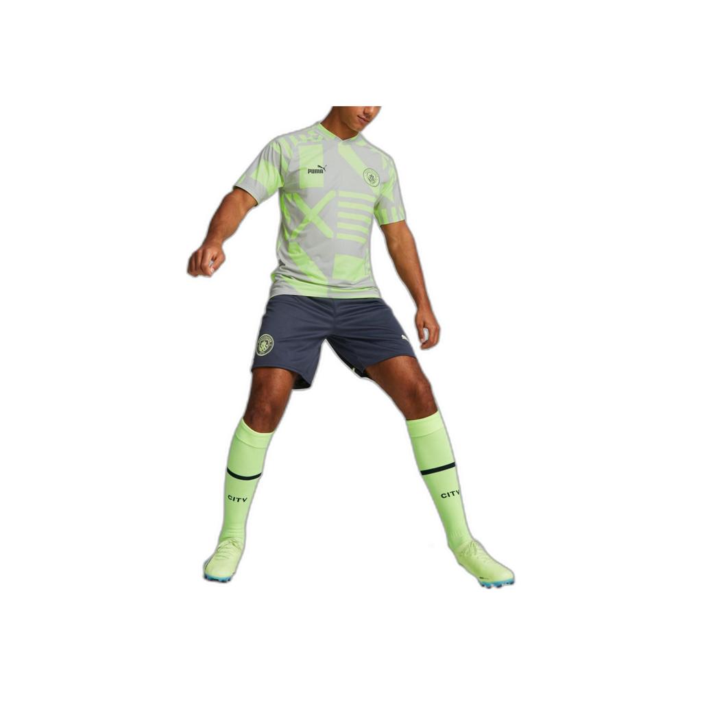 Puma Manchester City Color Block Logo Graphic Short Sleeve T-Shirt Men Tops Green 767778-26