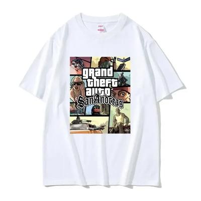 2024 Grand Theft Auto Vice City Print 100%Cotton T-Shirts GTA Game Men Women Casual T Shirt Harajuku Unisex Tees Tops Clothing#Color(1)