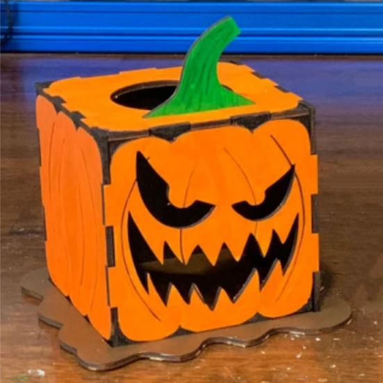 Halloweenská dýňová krabička Dřevěná krabička Jack-O-Lantern Ozdoba Stolní středový prvek Dýňová lucerna Krabička na halloweenskou párty dekoraci