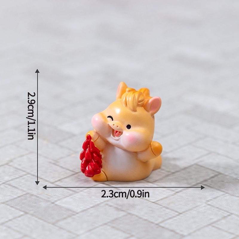 2026 New Year Resin Pony Decoration Ornament Mini Car Desktop Ornament New Year Birthday Blessing Gift Spring Festival Crafts