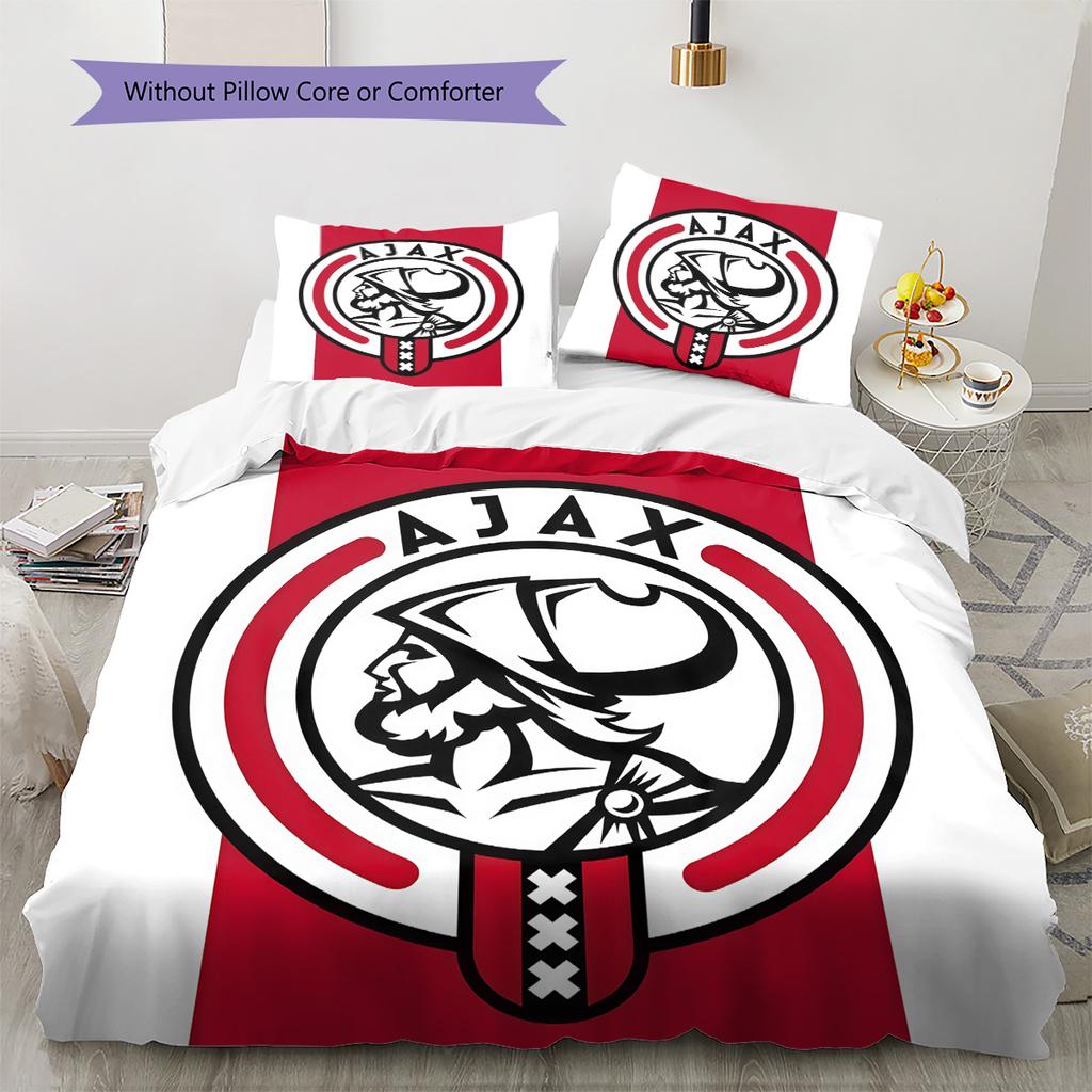 Amsterdamsche Football Club Ajax2 Pattern Bedding Quilt Set Home Decoration Gift (1 * Duvet Cover + 2 * Pillowcase Without Core)