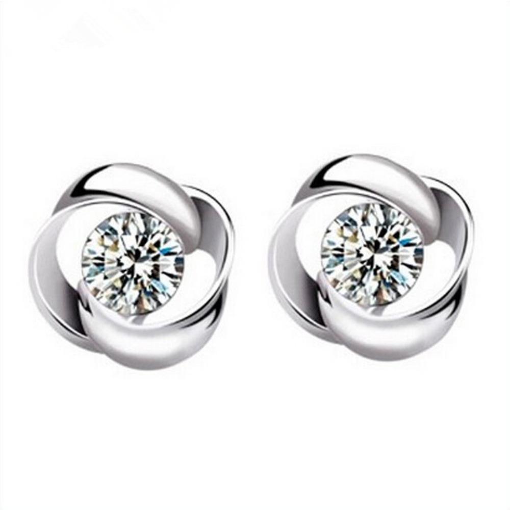 

925 Silver Rotating Love Earrings with Diamond Vintage Style Silver Plated Jewelry for Women