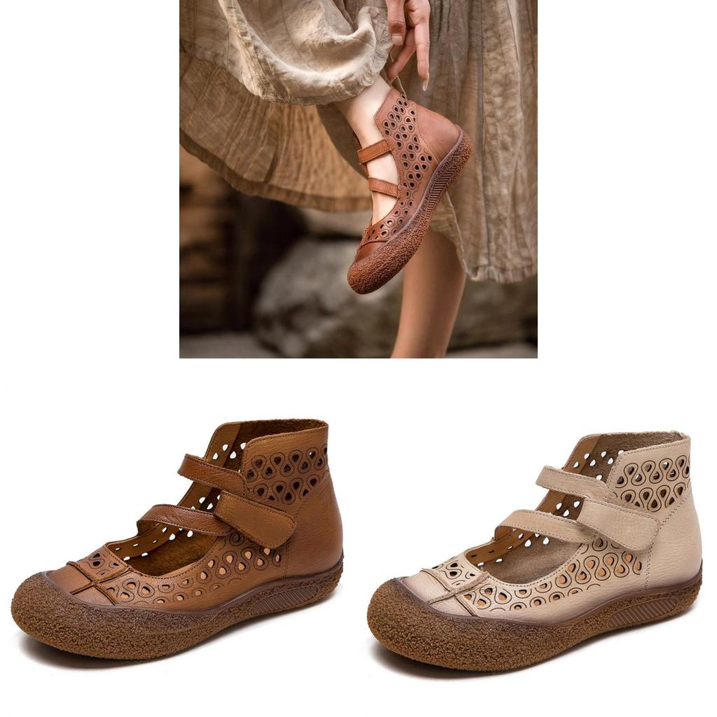 Vintage Pu Loafers For Women With Breathable Hollow Out Design For Daily Comfort