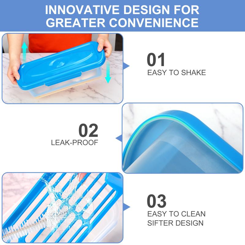 Batter Fish Breader Shaker Bowl With Breading Shaker Tray With Lids Shaker For Frying Chicken Wings Fish Onion Rings Veggies