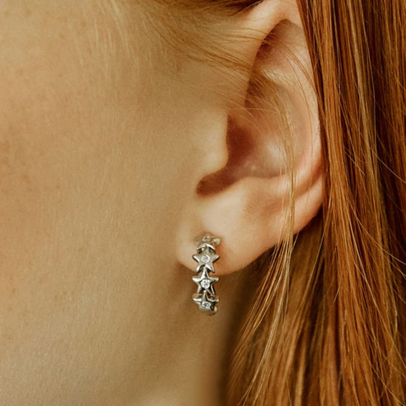 VVV Line Star One-Touch Ring Earrings