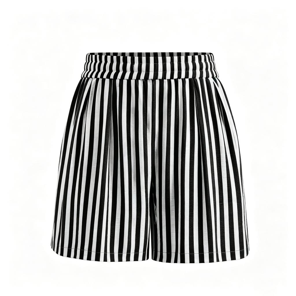Women's Casual Fashion Striped Beach Vacation Drawstring Shorts with Pockets Lightweight Comfortable Summer Loose Fit