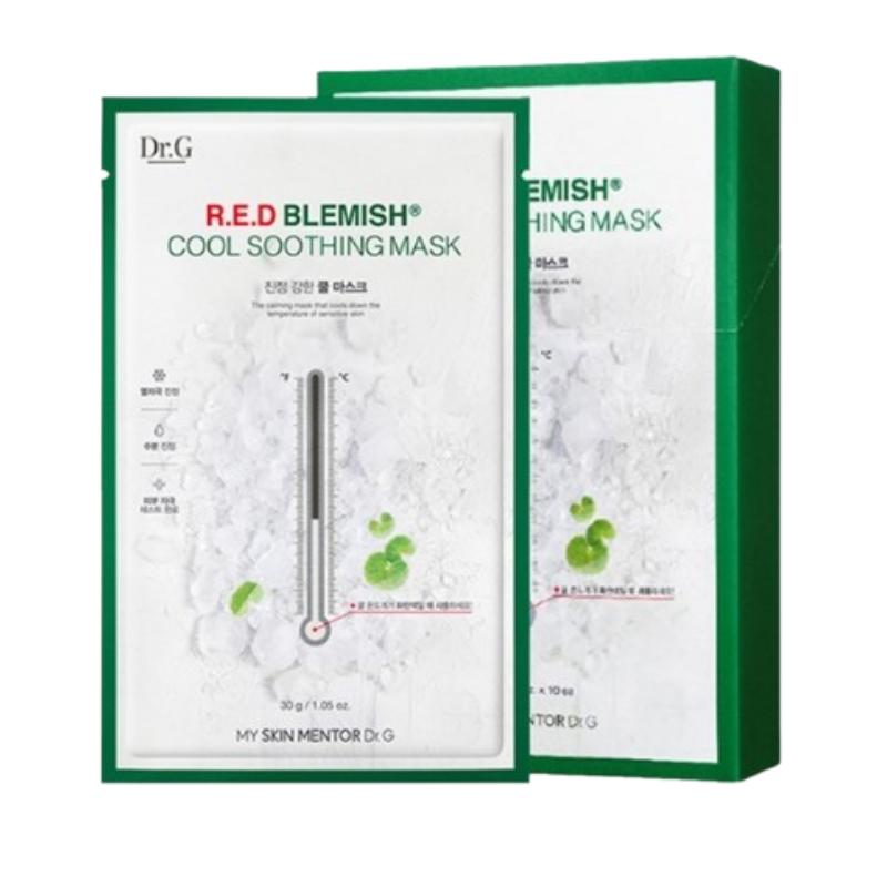 Dr.G Red Blemish Cool Soothing Mask 10 Sheets – Korean Acne Relief Face Mask for Sensitive Skin, Calming & Hydrating Cooling Sheet Mask