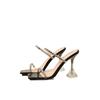 In the Summer of 25 Years, the New Rhinestone One-word with High-heeled Cool Slippers for Women's Thin-heeled Transparent Beautiful Silver High-heeled