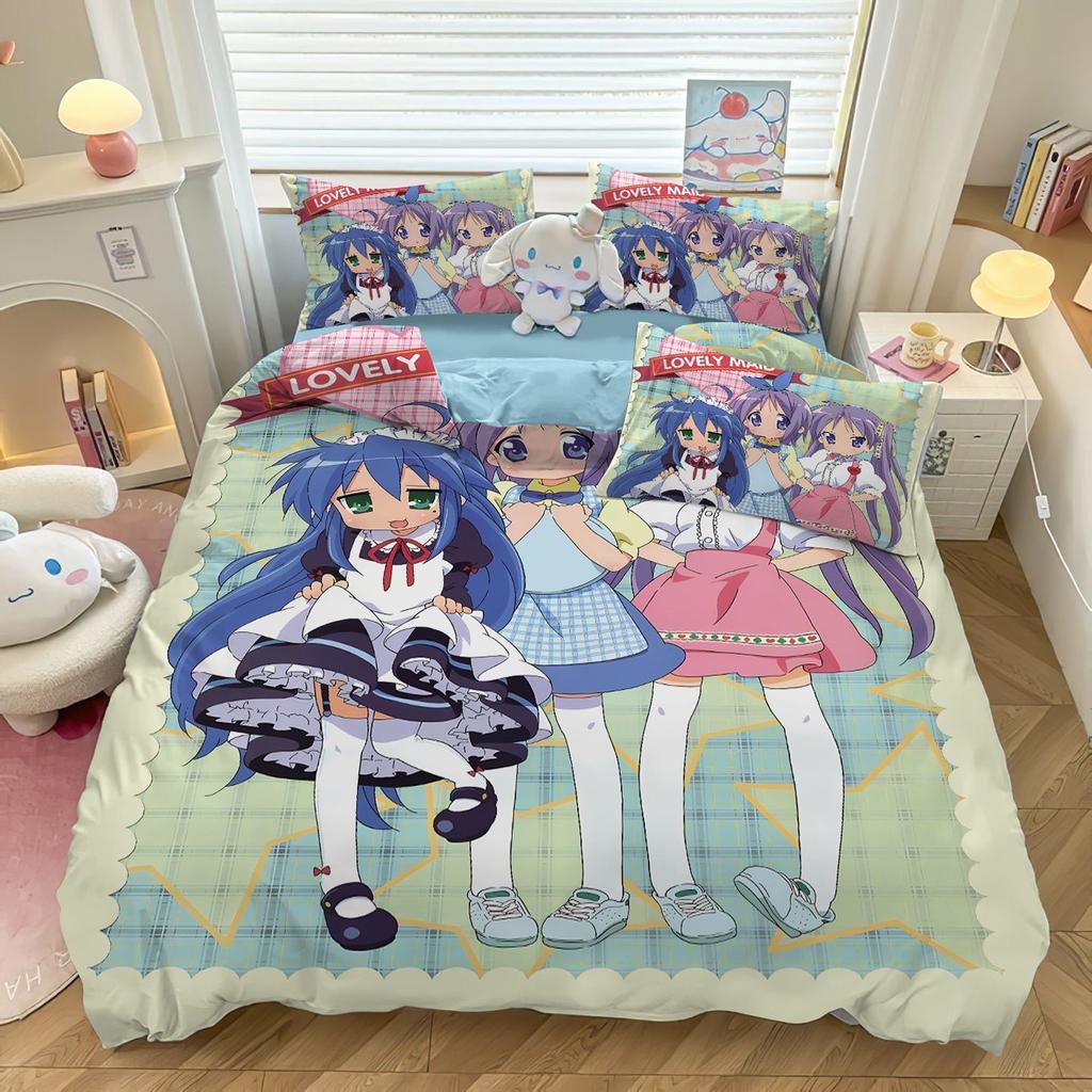 Japanese manga Izumi Konata Bedding Set for Adult Kids Adult,Anime printing Duvet Cover Set with Pillowcases 50x75cm