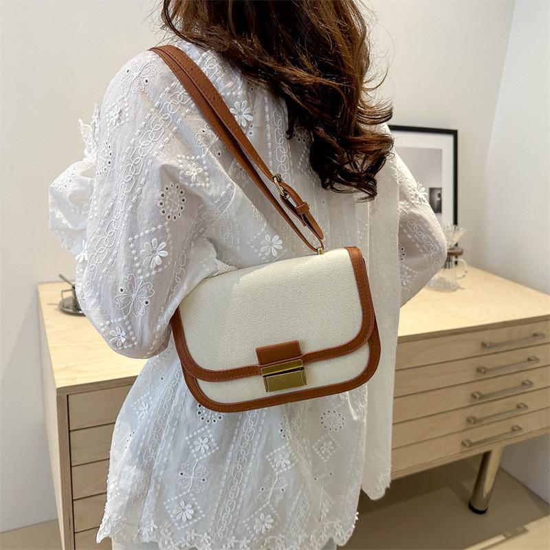 Trendy Korean Crossbody Women's Bag 2024 Fashionable Retro Color Block Design