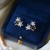 Korean hot fashion jewelry exquisite 14K real gold zircon no pierced ears ear clip sweet flowers women's daily wild earrings