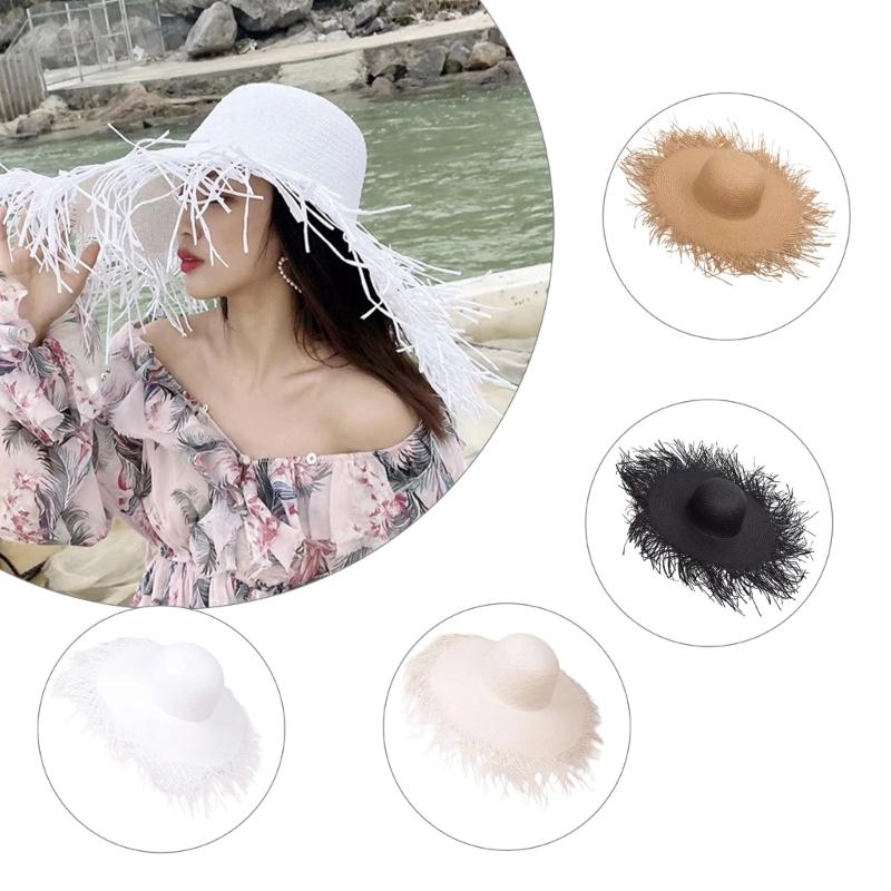 Fashionable Elegant Hat Straw Sun Hat Simple Floppy Sun Hat Seaside Travel for Outings Parties Beach Portable