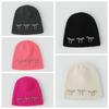 Bowknot Knitted Hat Wool Hat Knit Cap Casual Pearl Bow Beanies  Girls