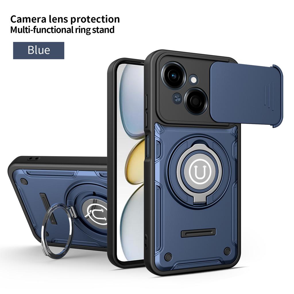 For Tecno Spark Go 1 Case Cover Magnetic Armor Shockproof Ring Holder Case Wireless Charge Cover