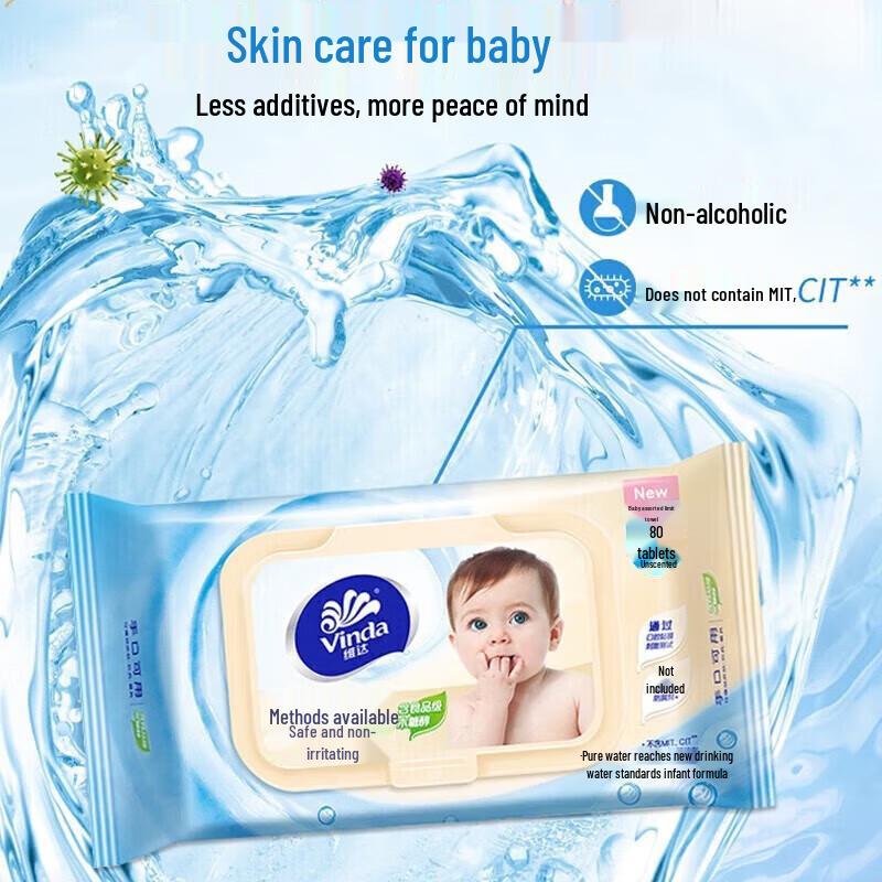 Vinda Baby Hand & Mouth Wipes, 80 Count