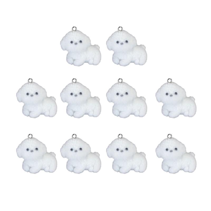 

Charming Resin Flocking Puppy Pendant Unique Resin Flocking Dog Shaped Pendant Charm for Handmade Gifts and Decorations