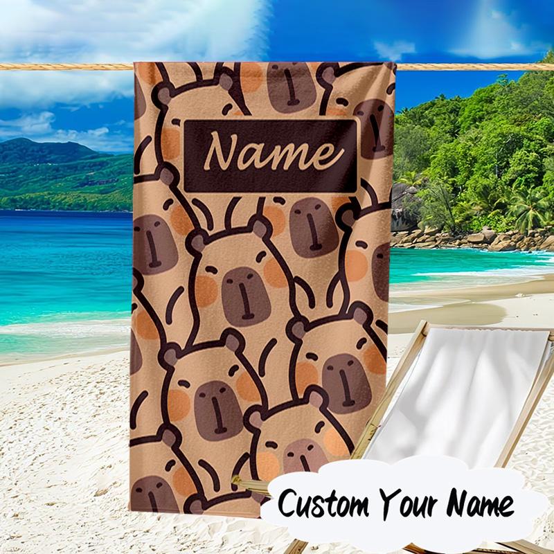 Custom Name Kapibala Microfiber Beach Towel Super Soft & Absorbent for Bath, Beach, Travel Bath Time Accessory, Fan gifts