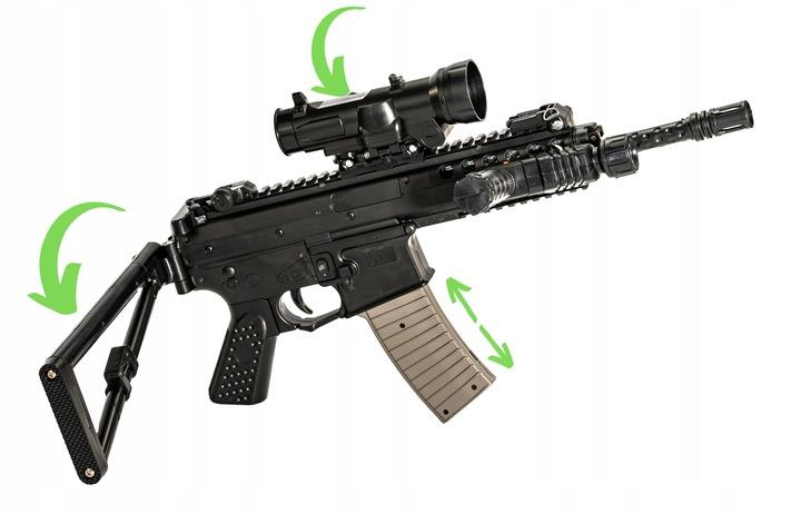 Rifle de Francotirador Automático para Bolas Airsoft Láser Mira Linterna Correa