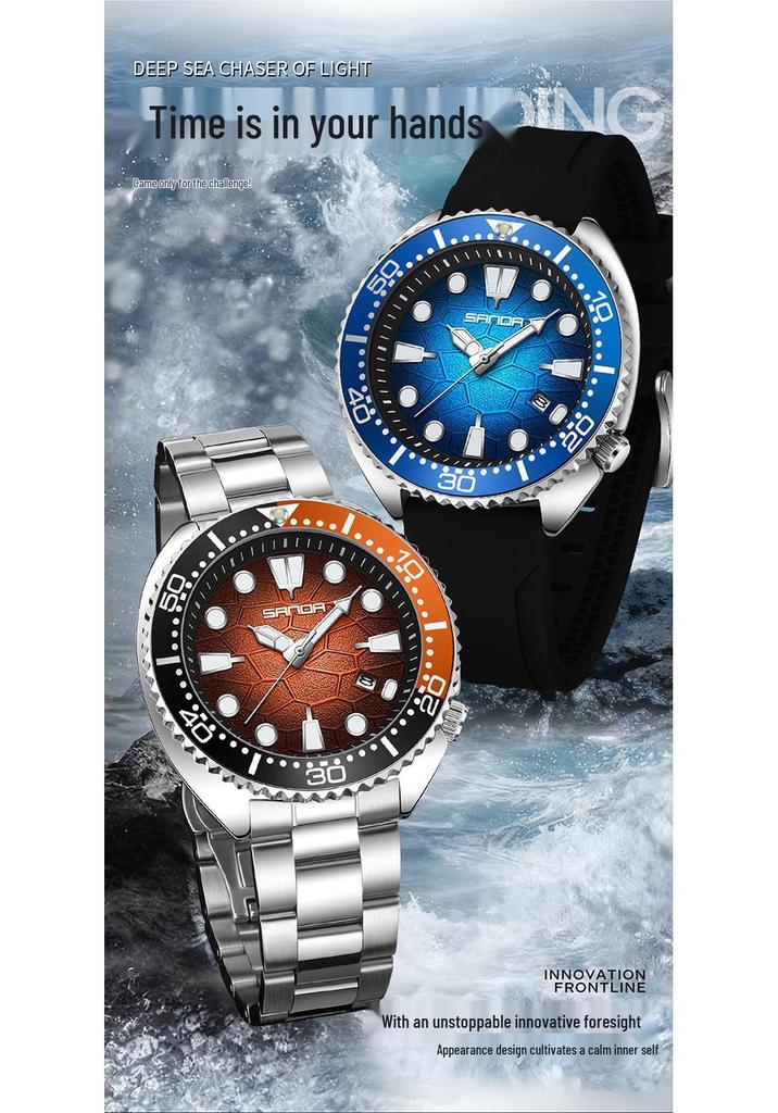 SANDA Men's Quartz Watch: Luminous, Calendar, Rotating Bezel, Waterproof, Business & Casual.