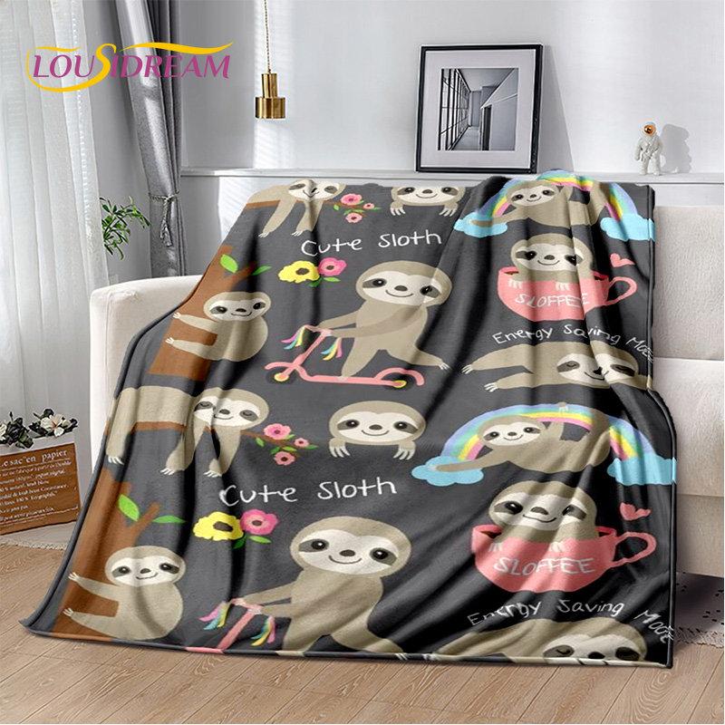 Cute Sloth Series Cartoon Soft Plush Blanket,Flannel Blanket Throw Blanket for Living Room Bedroom Bed Sofa Picnic Cover Kids 3D