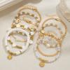 9-piece Bohemian Style Oil Drop Daisy Pendant Bracelet, Multiple Layered Soft Ceramic Flower Imitation Pearl Bracelet Set